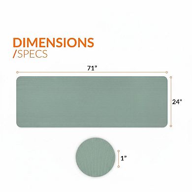 1-inch High Density Exercise Yoga Mat with Strap Non-Slip Thick Comfort Travel