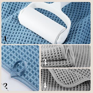 4 Pack Waffle Weave Polyester Polyamide Microfiber Oversize Quick Dry Lint Free Bath Towel