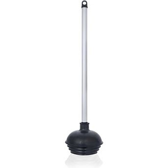 1-Pack Heavy Duty Toilet Plunger, All-Angle Aluminum Handle, Black
