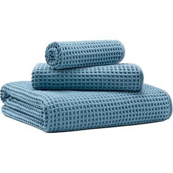 Microfiber Waffle Bath Towels, 3 Pieces, Oversized, Soft, Absorbent, Fast Drying, Lint Free