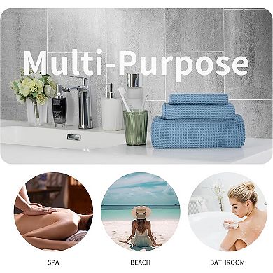 Microfiber Waffle Bath Towels, 3 Pieces, Oversized, Soft, Absorbent, Fast Drying, Lint Free