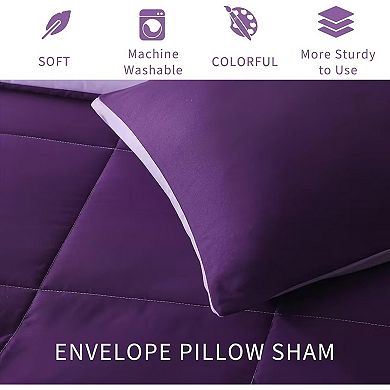 Lightweight Reversible Queen Size Comforter Set, Down Alternative Comforter with 2 Pillow Sham