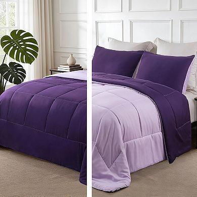 Lightweight Reversible Queen Size Comforter Set, Down Alternative Comforter with 2 Pillow Sham