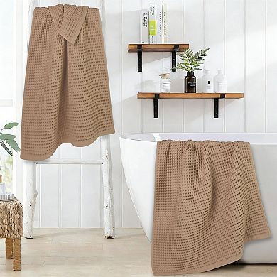 Waffle Bath Towels 2-Piece - Cotton, Soft, Lightweight, Large Bath Towel for Bathroom, Shower, Spa