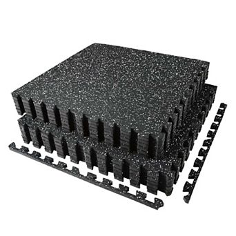 0.56 in Thick 48 Sq Ft 12 Tiles Rubber Top EVA Foam Interlocking Gym Flooring for Home Heavy Workout
