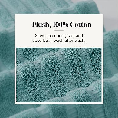 6-Piece Cotton Towel Set Yarn Dyed Jacquard Includes 2 Bath Towels, 2 Hand Towels, 2 Washcloths