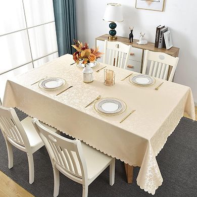 Waterproof Outdoor Heavy Duty Table Cloth with Flannel Backing,Wipeable Washable Plastic Table Cover