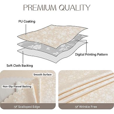 Waterproof Outdoor Heavy Duty Table Cloth with Flannel Backing,Wipeable Washable Plastic Table Cover
