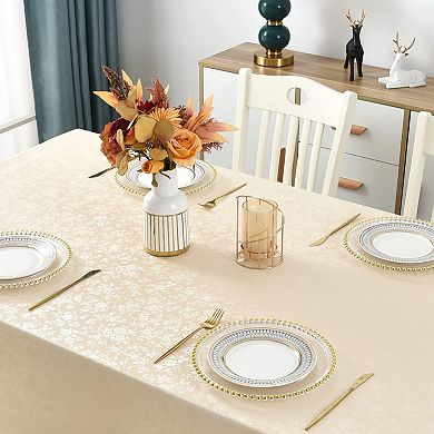 Waterproof Outdoor Heavy Duty Table Cloth with Flannel Backing,Wipeable Washable Plastic Table Cover