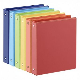 1-inch 3 Ring Binders 6 Pack Letter Size 2 Pockets Durable Versatile for Office Home School