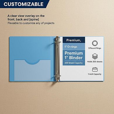 1-inch 3 Ring Binders 6 Pack Letter Size 2 Pockets Durable Versatile for Office Home School