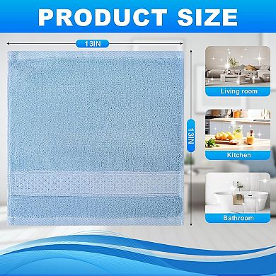 6 Pack Cotton Wash Cloth,13x13 Inch Highly Absorbent and Soft Feel Fingertip Towels,Machine Washable