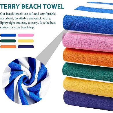 4 Packs Oversized Stripe Beach Towel Thin Terry Set for Women Men 72X40 in Absorbent Big Extra Large
