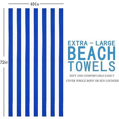 4 Packs Oversized Stripe Beach Towel Thin Terry Set for Women Men 72X40 in Absorbent Big Extra Large