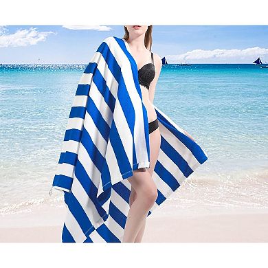 4 Packs Oversized Stripe Beach Towel Thin Terry Set for Women Men 72X40 in Absorbent Big Extra Large