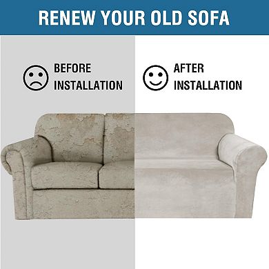 1 Peice Stretch Sofa Covers for 3 Cushion Couch Covers Sofa Slipcovers Furniture Protector Soft