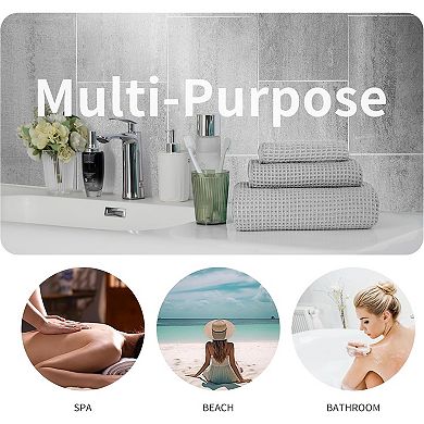 Microfiber Waffle Bath Towels, 3 Pieces, Oversized, Soft, Absorbent, Fast Drying, Lint Free