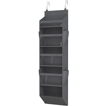 1 Pack Over the Door Organizer,5 Section Clear Window Hanging Storage with 4 Side Pockets,for Closet