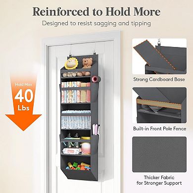 1 Pack Over the Door Organizer,5 Section Clear Window Hanging Storage with 4 Side Pockets,for Closet