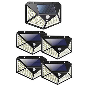 100 LED Solar Motion Sensor Light Waterproof Outdoor Wall Security Lamp Pack of 5