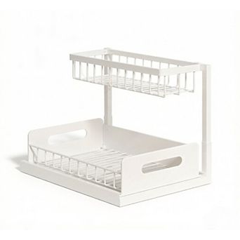 1 Pack Under Sink Organizer, Pull Out Cabinet Organizer 2 tier Slide Out Sink Shelf Cabinet Storage