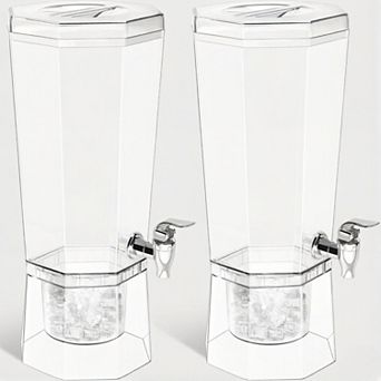1 Gallon Drink Dispenser for Parties 2 Pcs, 4L Plastic Beverage Container with Stand for Juice/Tea