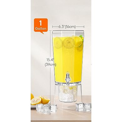 1 Gallon Drink Dispenser for Parties 2 Pcs, 4L Plastic Beverage Container with Stand for Juice/Tea