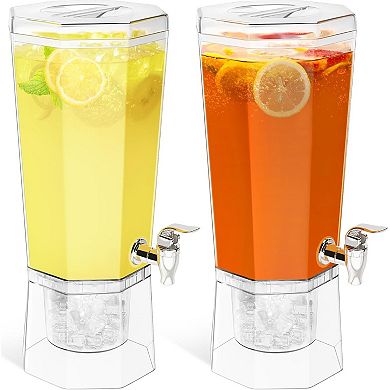 1 Gallon Drink Dispenser for Parties 2 Pcs, 4L Plastic Beverage Container with Stand for Juice/Tea