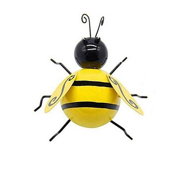 Metal Bumble Bee Garden Decor Set of 4 Outdoor Lawn Ornaments