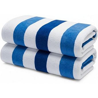 Premium Cabana Beach Towel 2 Pack, Soft Plush Cotton Pool Towel, Absorbent Quick Dry Towel for Beach