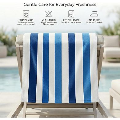 Premium Cabana Beach Towel 2 Pack, Soft Plush Cotton Pool Towel, Absorbent Quick Dry Towel for Beach