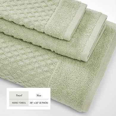Cotton 6 Pack Hand Towel Set - Absorbent, Durable, Quick-Dry Towels for Bathroom