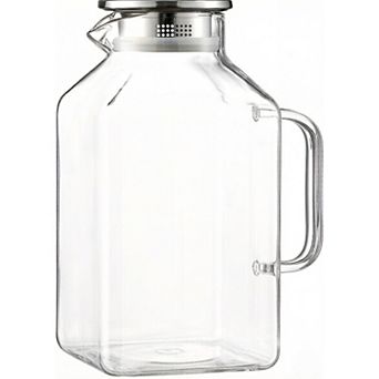 1 Gallon Square Glass Pitcher with Lid and Spout, Borosilicate Glass Carafe for Hot/Cold Drink