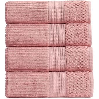 Cotton Bath Towel Set of 4,Super Soft Absorbent with Quick-Dry Fibers ,Textured and Durable Cotton