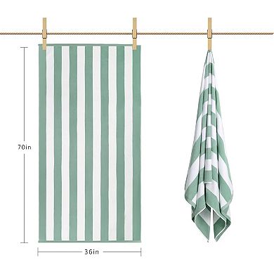Large Oversized Beach Towel - Big Cotton Striped Pool Towel, Large Cabana Soft Swimming Towel