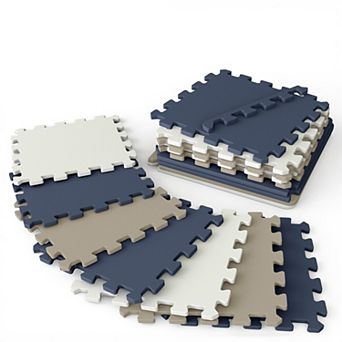 16 Tiles EVA Foam Puzzle Play Mat 12.8"x12.8" Interlocking Soft Waterproof Floor Mat for Baby Tummy