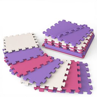 16 Tiles EVA Foam Puzzle Play Mat 12.8"x12.8" Interlocking Soft Waterproof Floor Mat for Baby Tummy