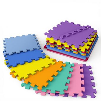 16 Tiles EVA Foam Puzzle Play Mat 12.8"x12.8" Interlocking Soft Waterproof Floor Mat for Baby Tummy