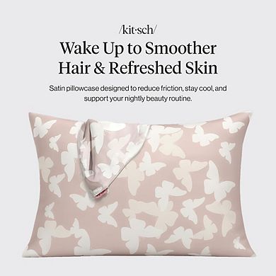 Satin Pillowcase with Zipper for Hair & Skin, Cooling Wrinkle-Free Pillow Case