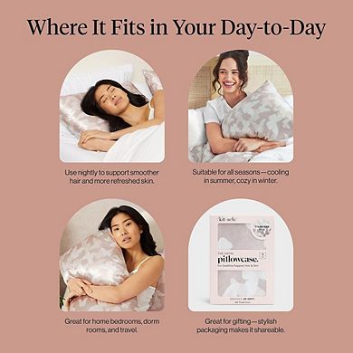 Satin Pillowcase with Zipper for Hair & Skin, Cooling Wrinkle-Free Pillow Case