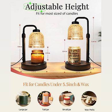 Candle Warmer Lamp with Timer Dimmable Adjustable Height Gift for Women Home Decor 2 Bulbs