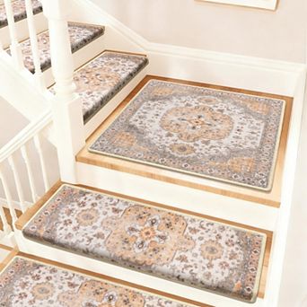 Bullnose Carpet Stair Treads Non Slip Landing Mat Wooden Steps Indoor Soft Washable Rugs 30"x30"