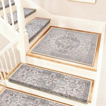 Bullnose Carpet Stair Treads Non Slip Landing Mat Wooden Steps Indoor Soft Washable Rugs 30"x30"