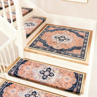 Bullnose Carpet Stair Treads Non Slip Landing Mat Wooden Steps Indoor Soft Washable Rugs 30"x30"