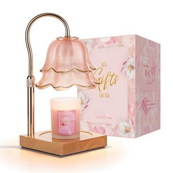 Mom Birthday Gifts Candle Warmer Lamp Pink Flower Wax Warmer with Scented Candles Dimmable Timer