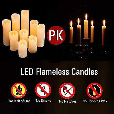 9 Pack LED Candles Real Wax Pillar 4" 5" 6" 7" 8" 9" Remote Timer Flameless Home Decor