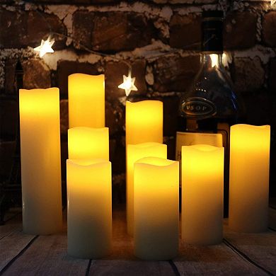 9 Pack LED Candles Real Wax Pillar 4" 5" 6" 7" 8" 9" Remote Timer Flameless Home Decor