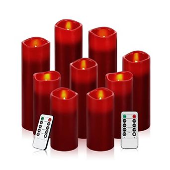9 Pack LED Candles Real Wax Pillar 4" 5" 6" 7" 8" 9" Remote Timer Flameless Home Decor
