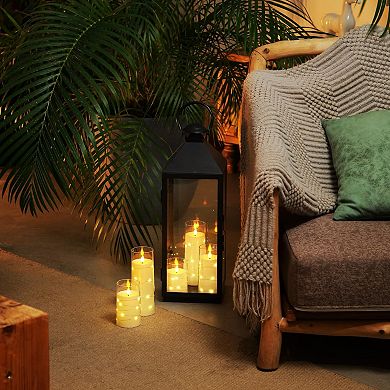 Candles with Embedded Star String Fairy Lights LED Remote Control Timer Set of 5 (4"5"6"8"8")
