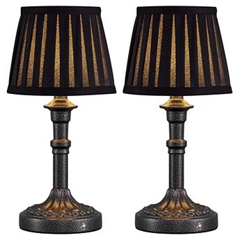 Cordless LED Table Lamp Set of 2, 4000mAh Rechargeable, 2700K Stepless Dimmable, Fabric Shade